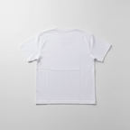T-shirt blanc au motif bleu, vue de dos