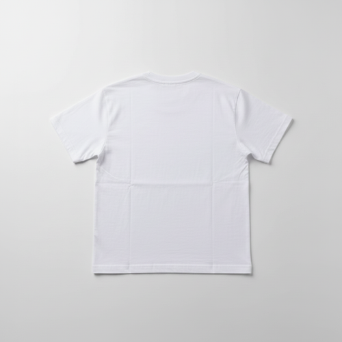 T-shirt blanc au motif bleu, vue de dos