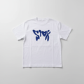 T-shirt blanc au motif bleu, vue de face