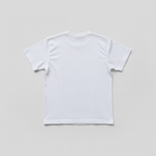T-shirt blanc au motif noir, vue de dos