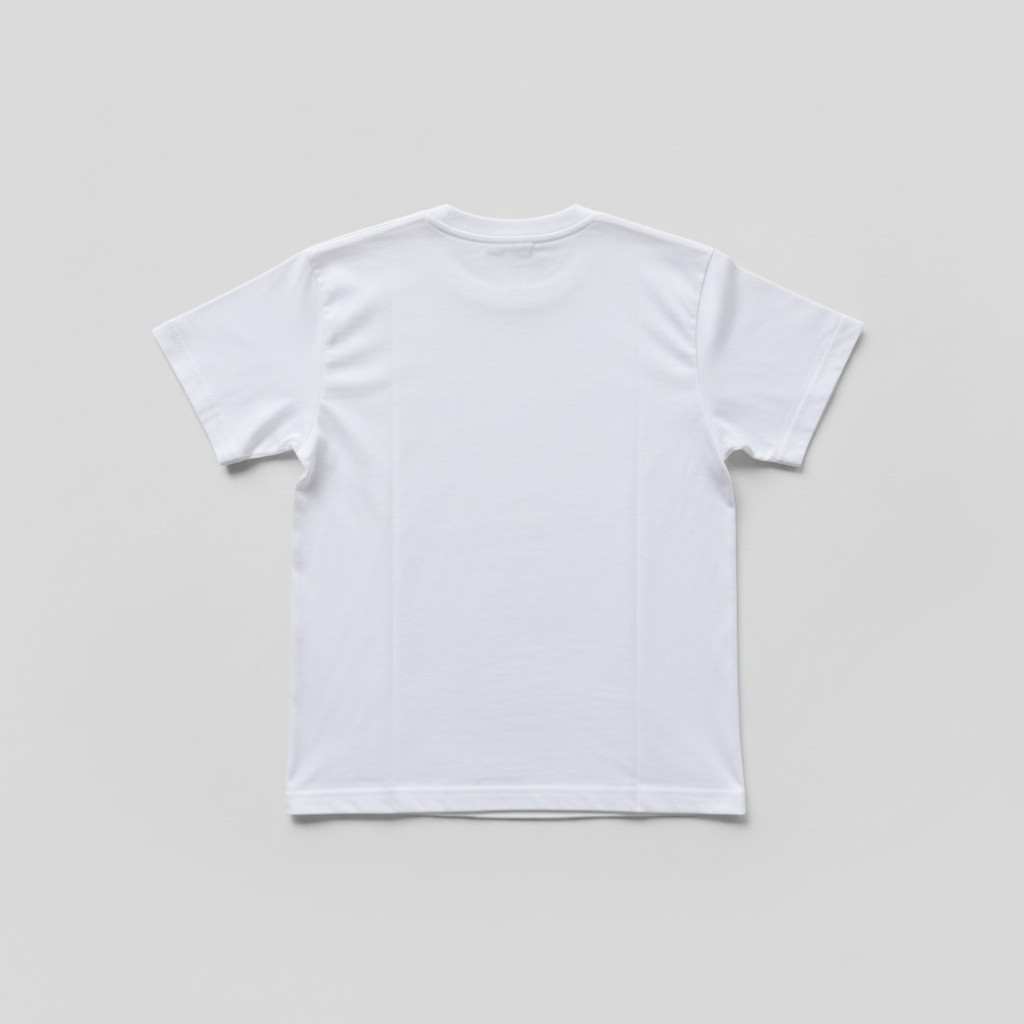 T-shirt blanc au motif noir, vue de dos